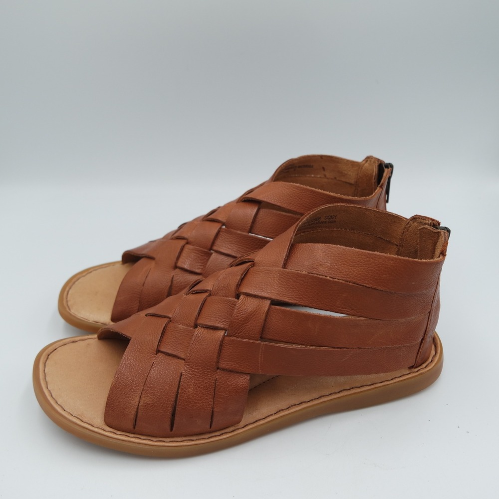 Born Iwa Womens Brown Leather Woven Gladiator Sandals Size 7M Boho Coastal